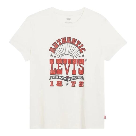 Levi's Graphic T-Shirt White Authentic Copper Riveted 1873 Distressed Logo NWT M - Picture 1 of 5